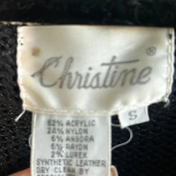 Christine Vintage 80s Angora V Neck Sweater Cross Ties - Picture 5 of 9